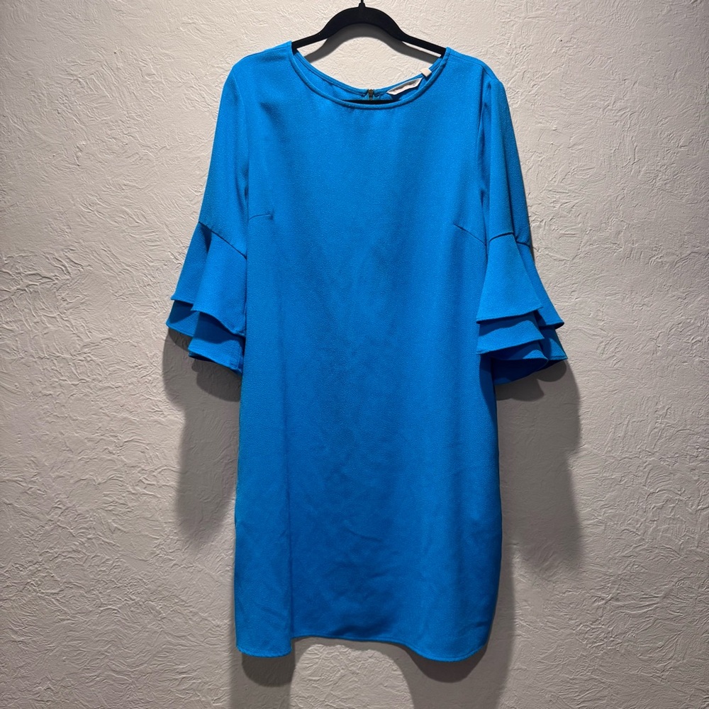 Soft Surroundings Blue Ruffle Sleeve Midi Dress